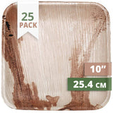CaterEco Square Palm Leaf Plates Set (Pack of 25) | Dinner Plates | Ecofriendly Disposable Dinnerware | Heavy Duty Biodegradable Party Utensils