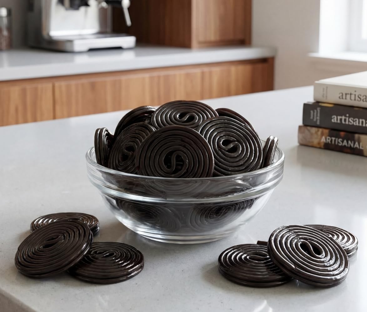 Black Licorice Wheels Candy 1 lb Bag - Soft Chewy Classic Twists Bulk Retro Snack Treats. Approximately 40 Wheels per Bag