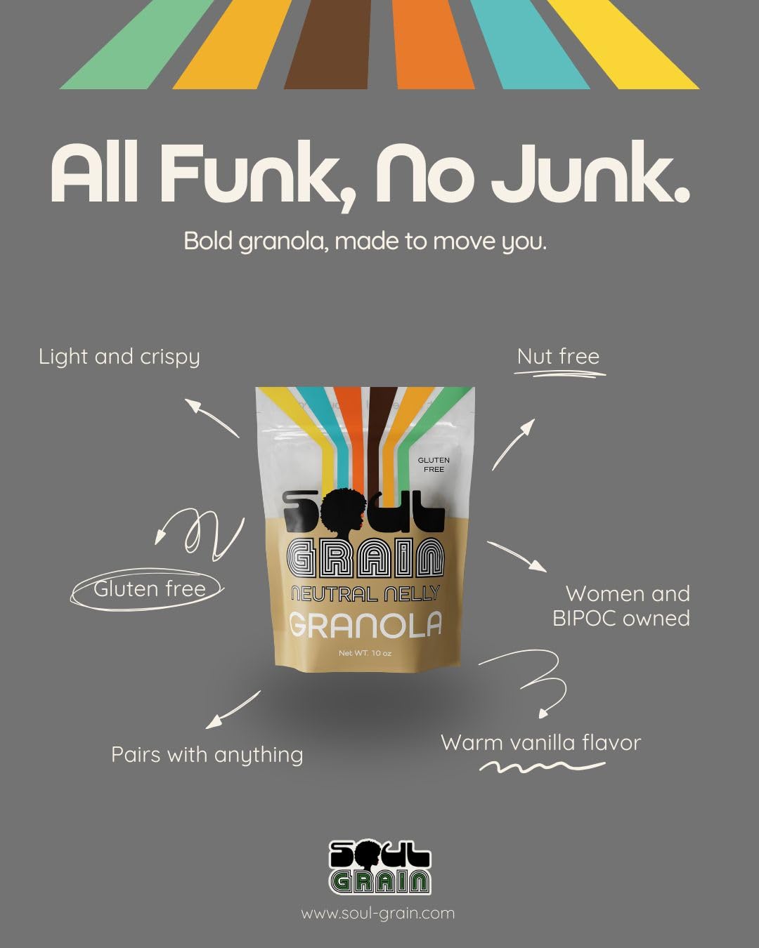 Soul Grain Neutral Nelly Granola - Hand-Crafted 10oz Gluten-Free Granola for Clean Nutrition & Versatility - Made with Whole Grain Oats, & Vanilla