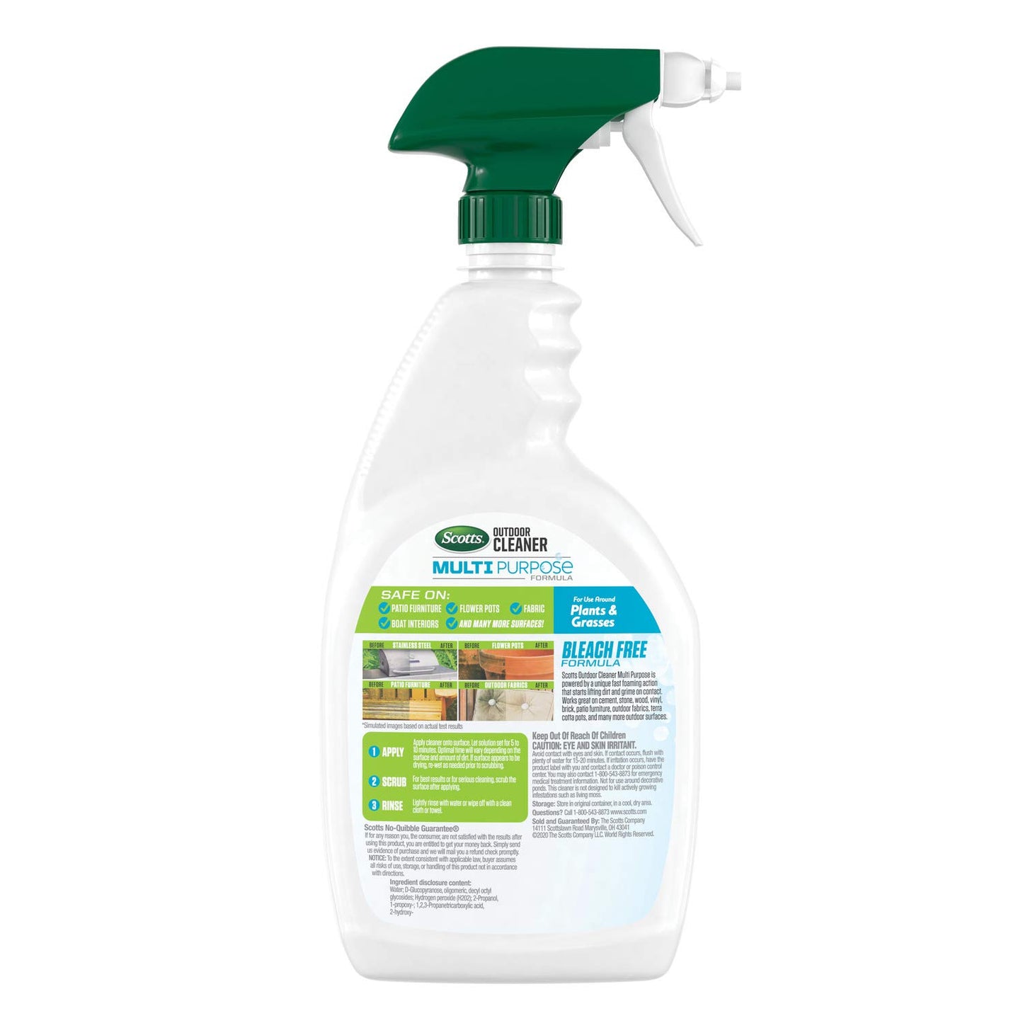 Scotts Outdoor Cleaner Multi Purpose Formula: Ready-to-Use, Bleach-Free, Use on Decks, Siding, Stone and Patio Furniture, 32 oz.