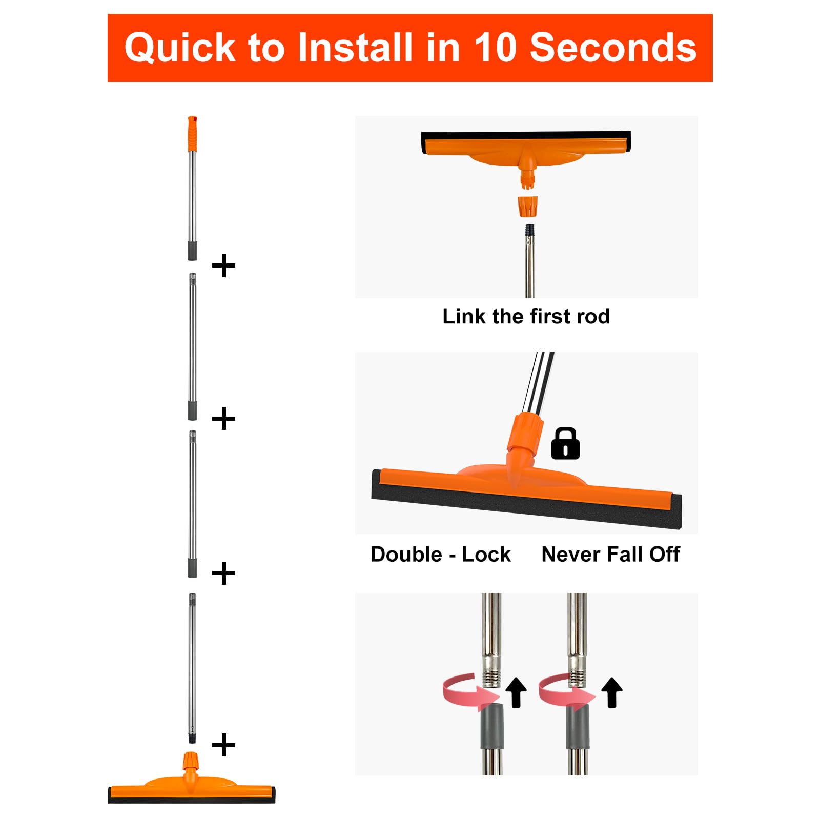 EVA Foam Floor Squeegee,Floor Broom Scrubber for Garage,Swimming Pool & Bathroom Water Clean