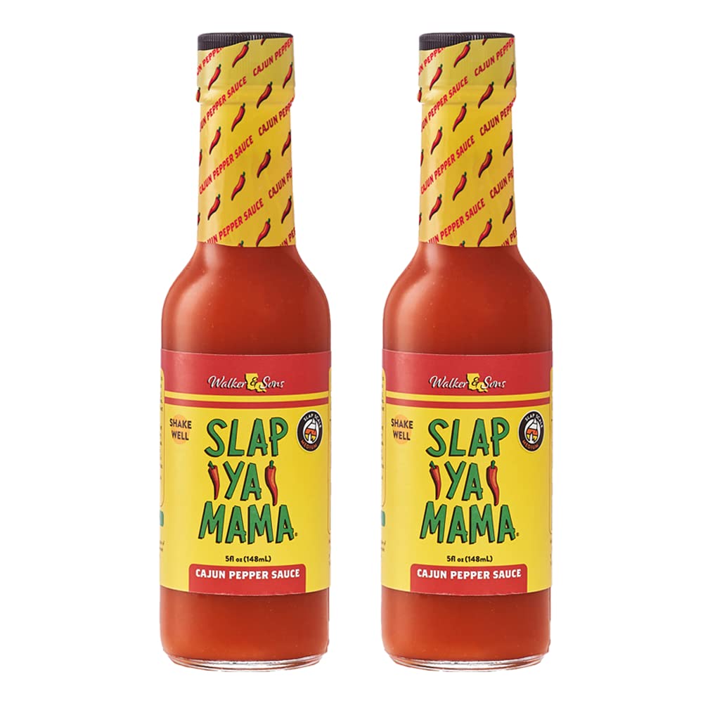 Slap Ya Mama Louisiana Style Hot Sauce, Cajun Pepper Flavor, 5 Ounce Bottle, Pack of 2