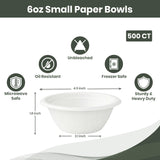 FPN Disposable Compostable Paper Bowls, 200 Pack 6 oz, Heavy-Duty Biodegradable Sugarcane Bowls - Eco-Friendly, Bagasse Bowl for Soup, Salad, Dessert