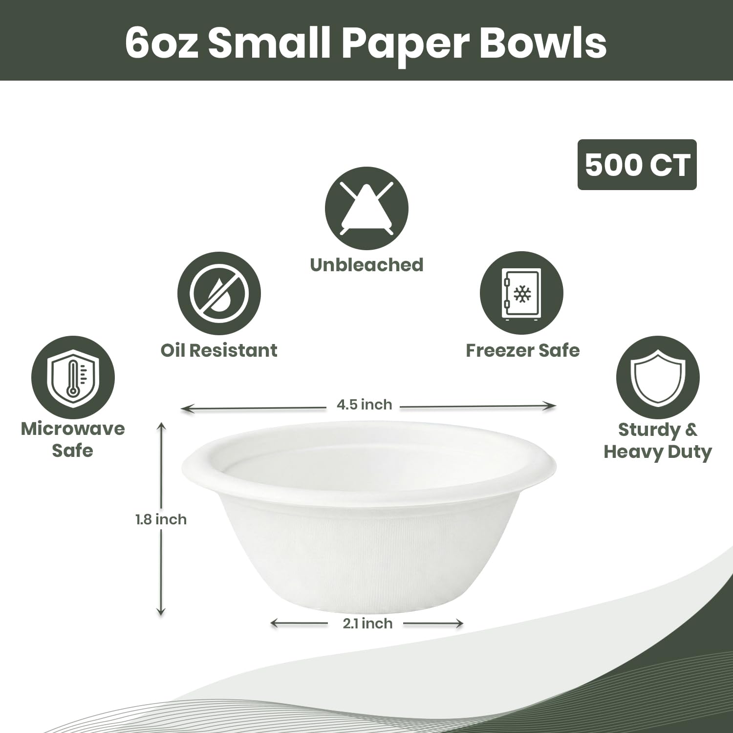 FPN Disposable Compostable Paper Bowls, 200 Pack 6 oz, Heavy-Duty Biodegradable Sugarcane Bowls - Eco-Friendly, Bagasse Bowl for Soup, Salad, Dessert