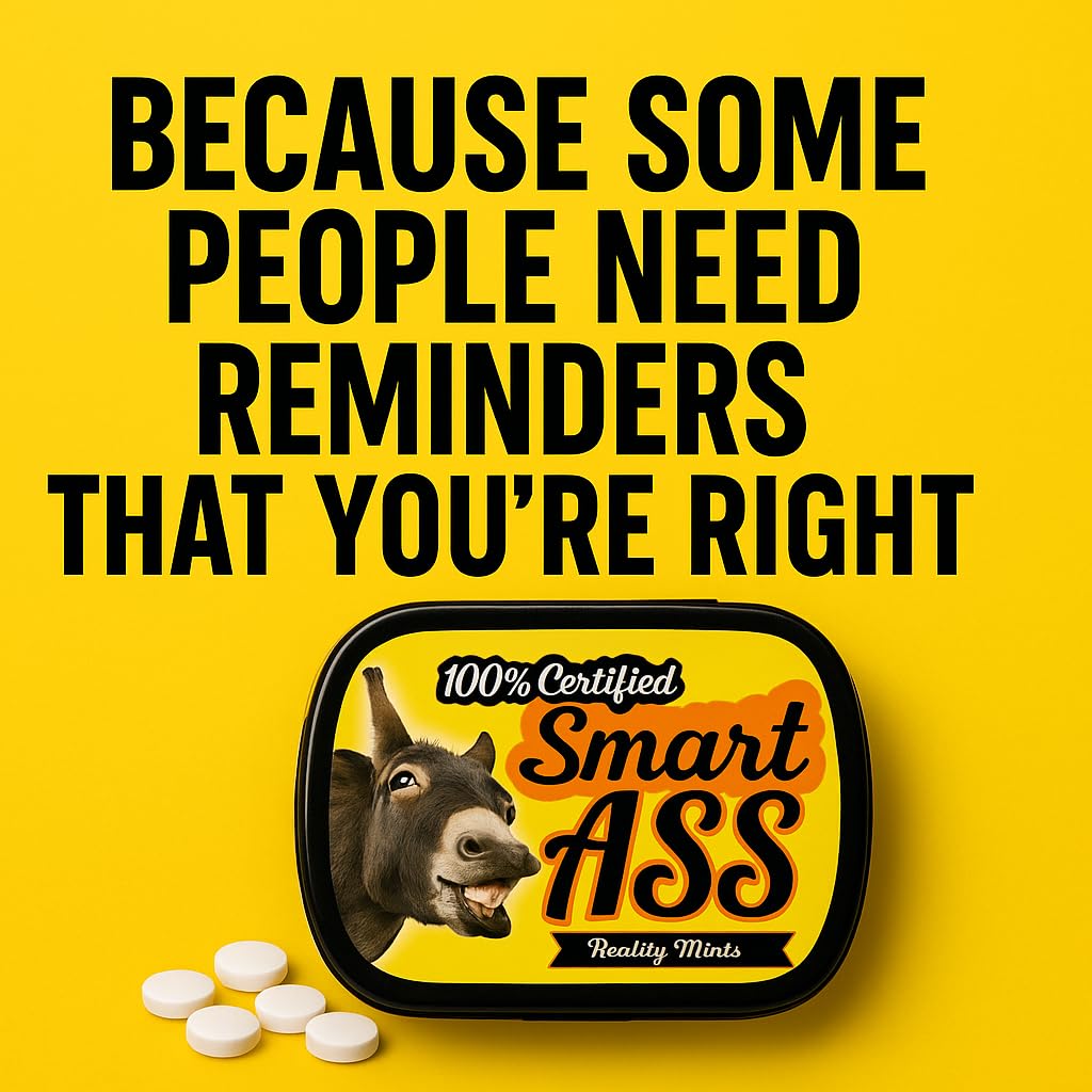 100% Smart Ass Mints - Gift for Sarcastic People - Funny Gifts for Men - Funny Mint Tins - Stocking Stuffers for Friends - Peppermint Mints - Smartass