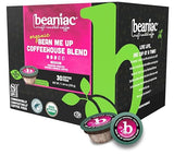 beaniac Organic Bean Me Up Coffeehouse Blend, Medium Roast, Single Serve Compostable K Cup Coffee Pods, Organic Arabica Coffee, Keurig Brewer