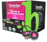 beaniac Organic Bean Me Up Coffeehouse Blend, Medium Roast, Single Serve Compostable K Cup Coffee Pods, Organic Arabica Coffee, Keurig Brewer
