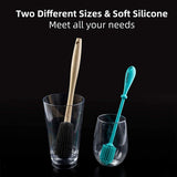 LeMuna Silicone Bottle Brush Set with Wooden Handle - Silicone Brush & Straw Cleaner for Hydro Flask, Sports Bottle, Glassware