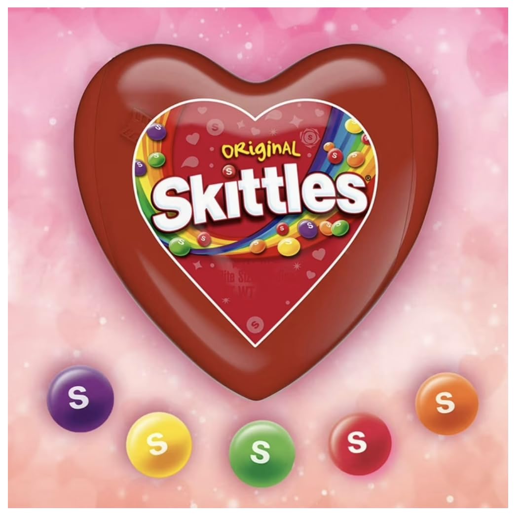 Skittles Original Filled Valentine's Day Hearts, Bite Size Candies, 1.07 oz, 12 Count