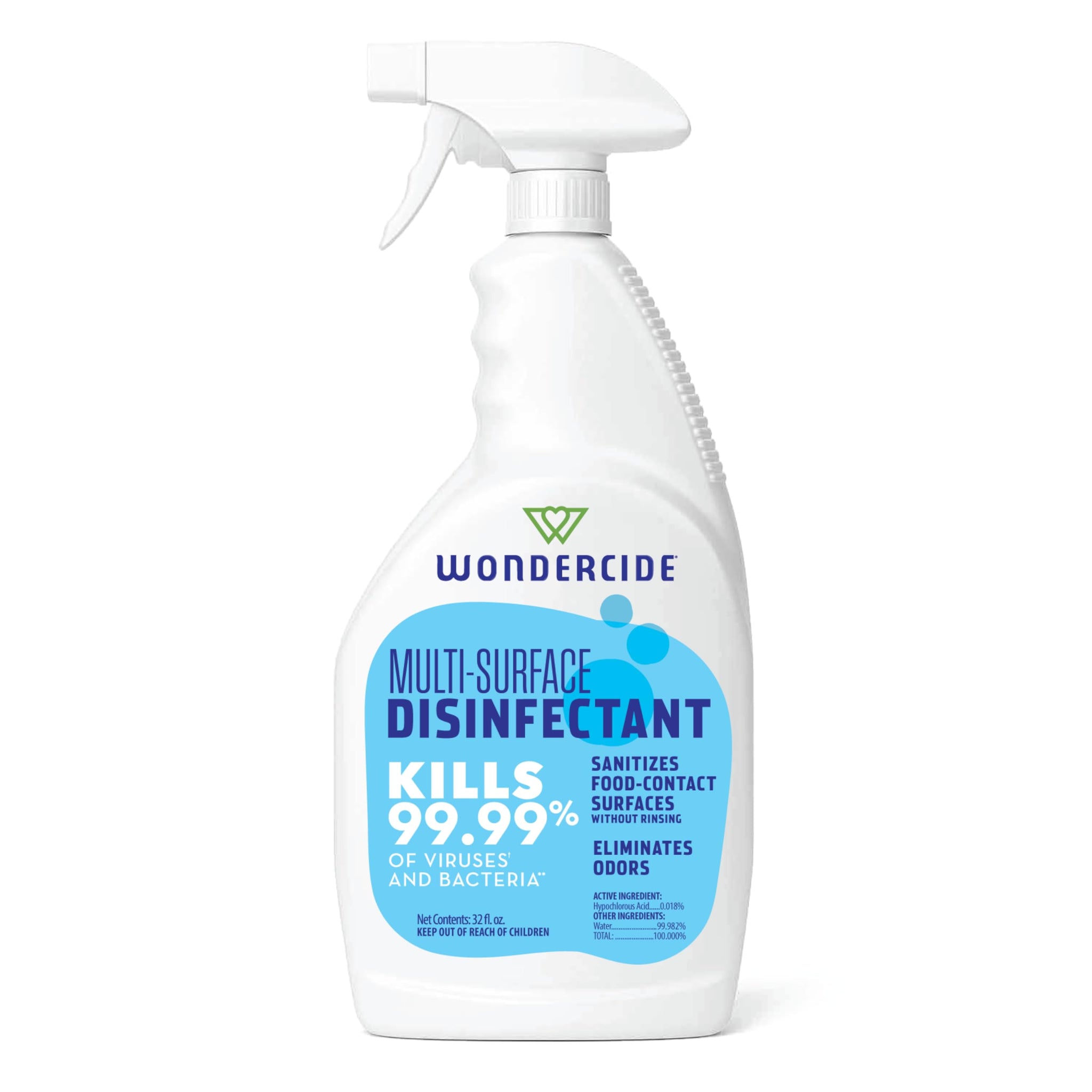 Wondercide - Multi-Surface Disinfectant Spray - Kills 99.99% Viruses & Bacteria - Fragrance Free Cleaner with Hypochlorous Acid for Home, Kitchen, Pet