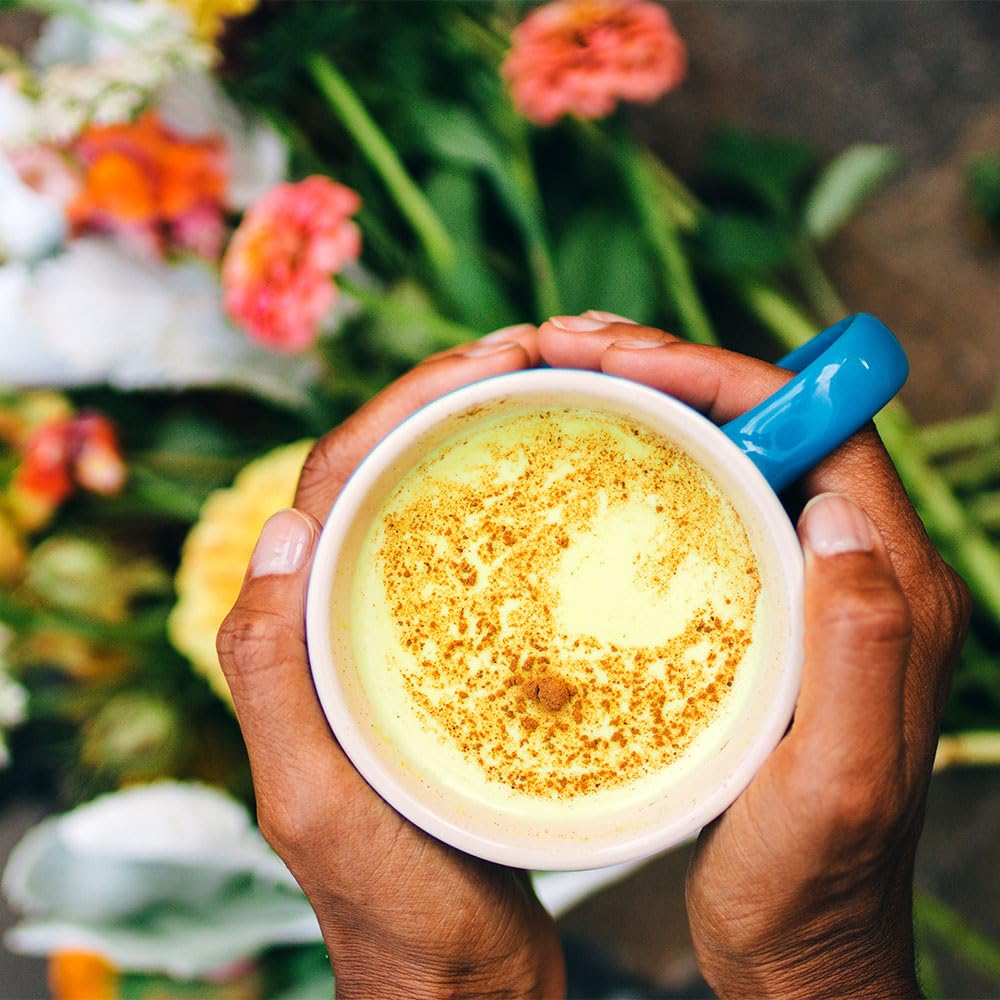Banyan Botanicals Turmeric Milk - Organic Turmeric Latte Mix with Ashwagandha & Cardamom - Instant Caffeine Free Golden Milk with Maple Sugar - 4.3