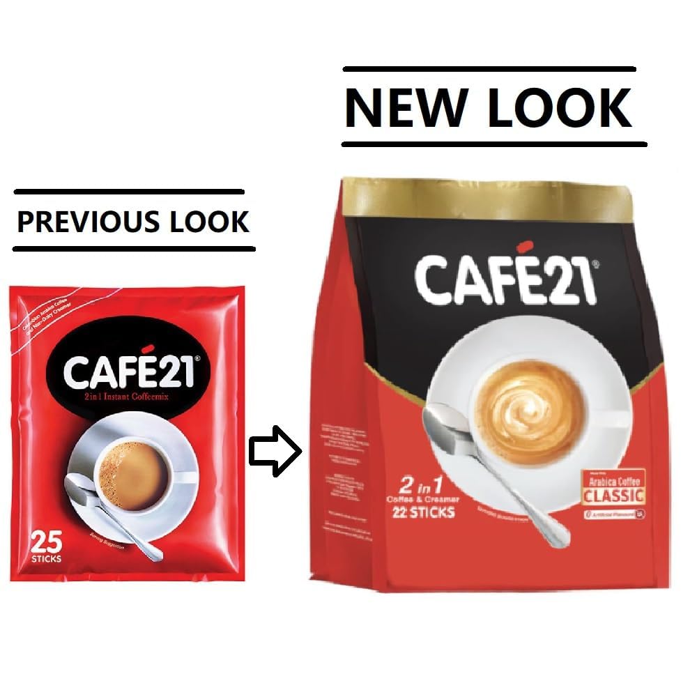 3 Pack Cafe21 - 2 in 1 Instant Coffeemix No Sugar Added (3 x 25 Sachets) Free Express Delivery