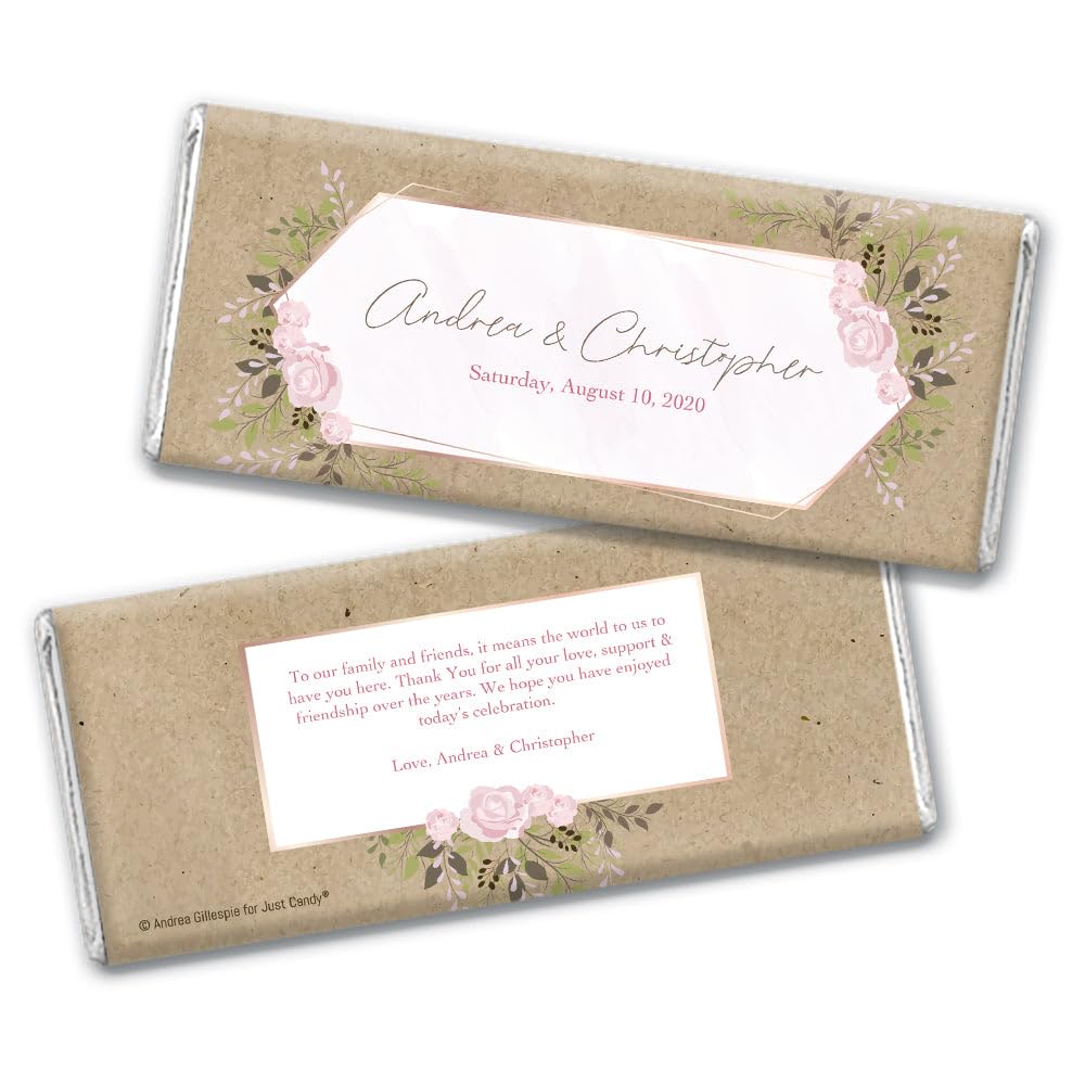 Rustic Wedding Favors for Guests Personalized Chocolate Bars (24 Pack) - Bridal Shower Favors for Guests, Wedding Candy
