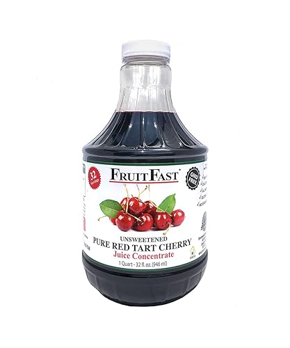 Red Tart Cherry Juice Concentrate by FruitFast - (32 FL OZ) Unsweetened, 68 Brix Pure Concentrated Juice - 100% Dark Cherry Extract - No Additives or