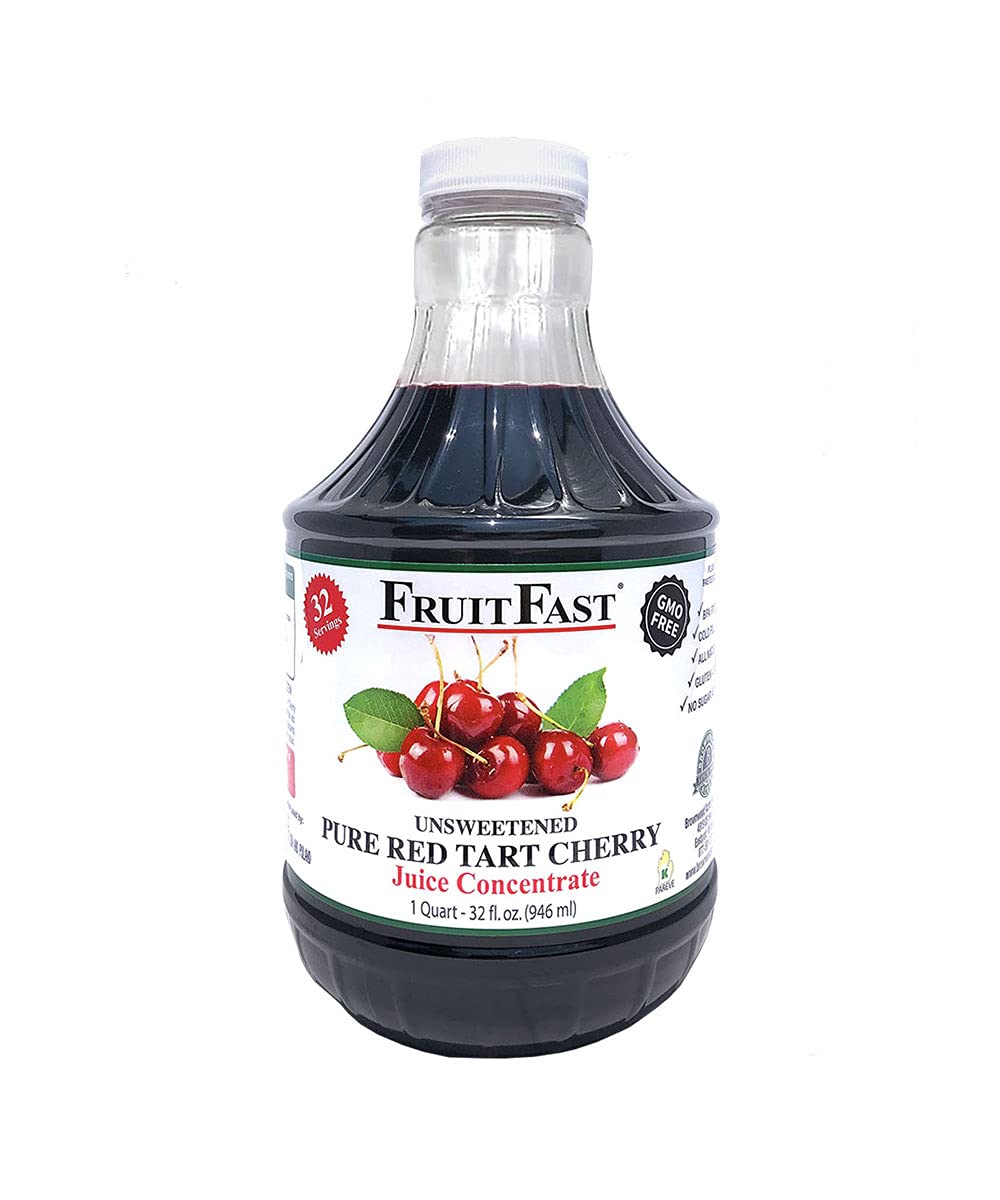 Red Tart Cherry Juice Concentrate by FruitFast - (32 FL OZ) Unsweetened, 68 Brix Pure Concentrated Juice - 100% Dark Cherry Extract - No Additives or