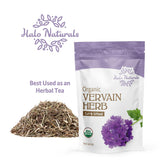 Halo Naturals Organic Vervain Herb Cut & Sifted, 4 Ounces (Verbena officinalis) USDA Certified | Resealable Pouch| Packaged in The USA (Pack of 1)