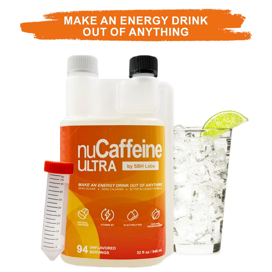 nuCaffeine Ultra | New Natural Preservatives | 94 Servings | Natural Caffeine + B3 + Electrolytes | Includes to-Go Tube | Transform Any Drink into an