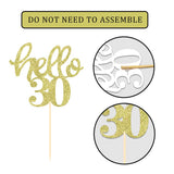 24 Pcs Gold Glitter 30th Birthday Cupcake Toppers for 30th Anniversary Birthday Party Wedding Party Decorations
