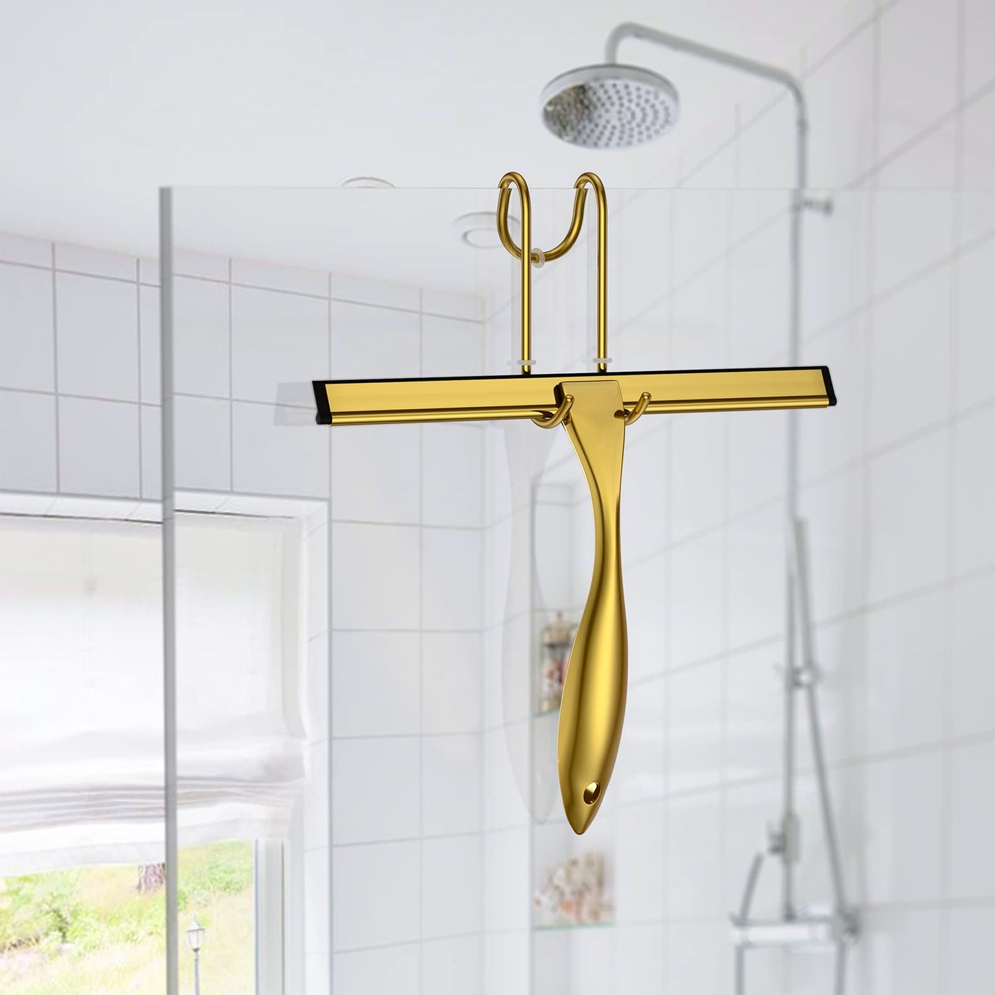 Shower Squeegee and Window Squeegee, Stainless Steel, 100% Streak-Free, Cleaner for Bathroom Showers Glass Doors, Home Mirrors, Car Windows Wiper