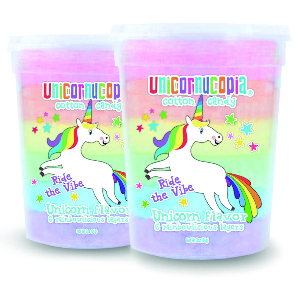 Unicornucopia Rainbow Cotton Candy, Unicorn Party Favors, 3 oz, 2 Pack