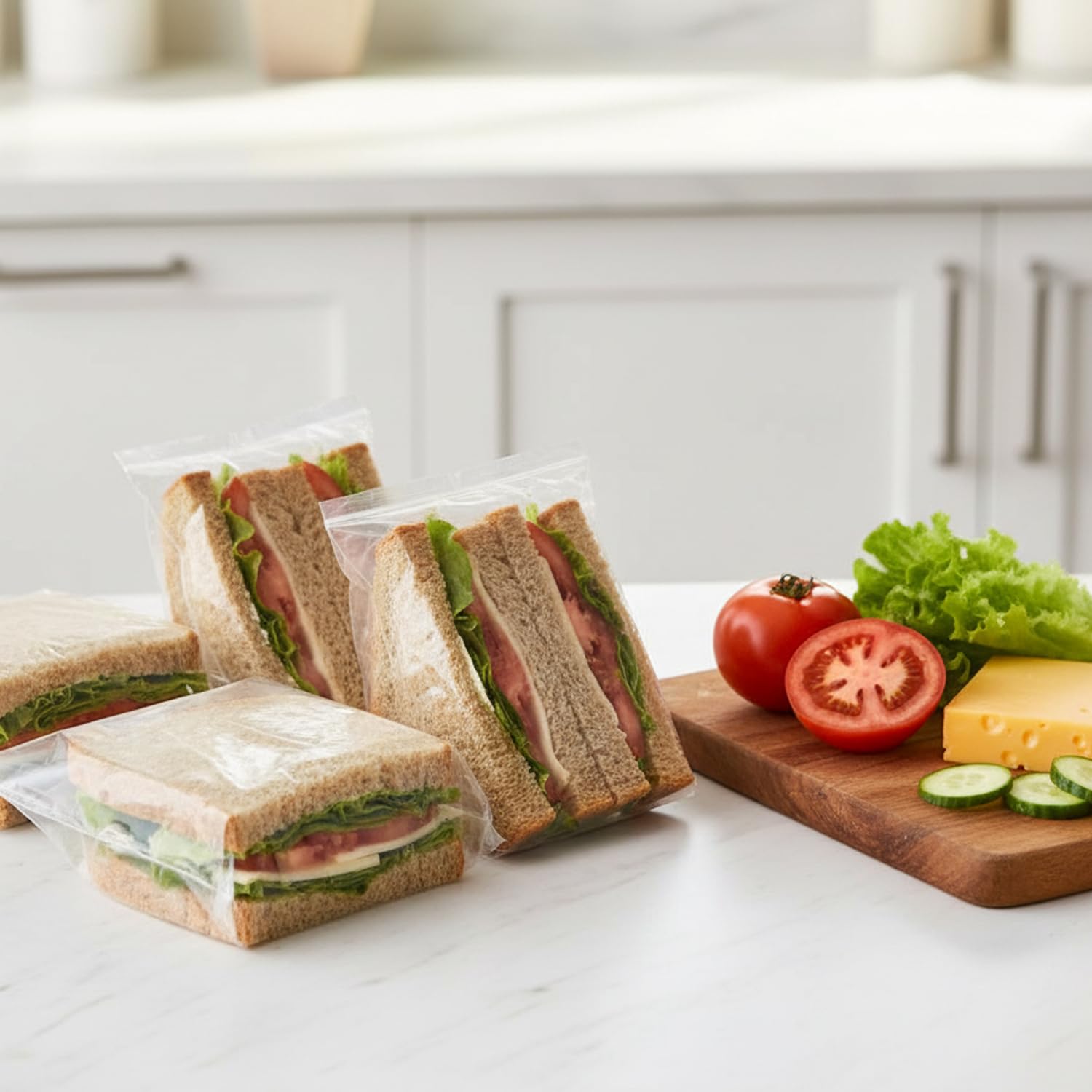 Premium Clear Plastic Flip-Top Sandwich Container - 6.5" x 6" (120 Pc) - Durable & Leakproof Lunch Storage Solution - Perfect for Home, School, or