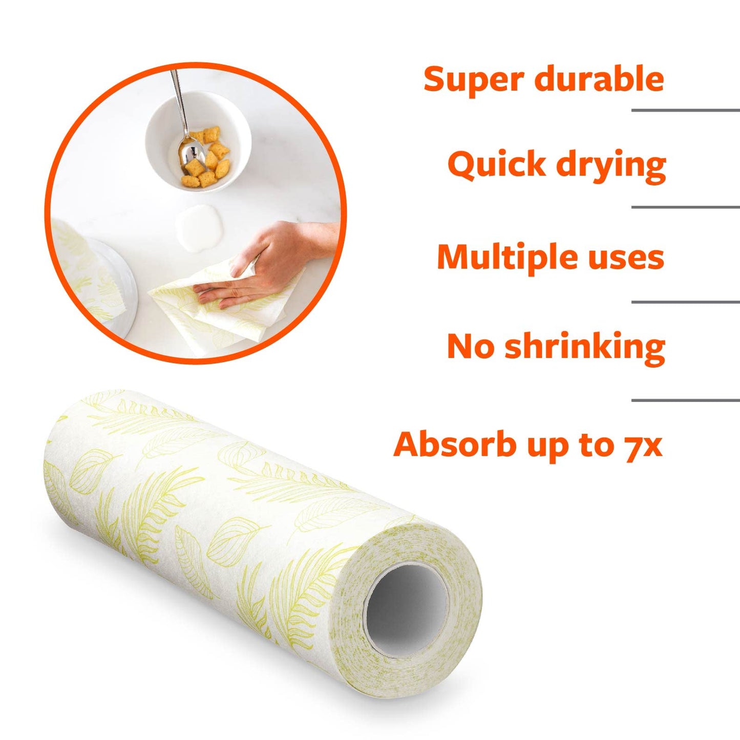 Full Circle Tough Sheets Reusable Plant-based Paper Towels - Super-Absorbent, Bamboo Towels - Multi-Use Cleaning Products - 30 Sheet Roll