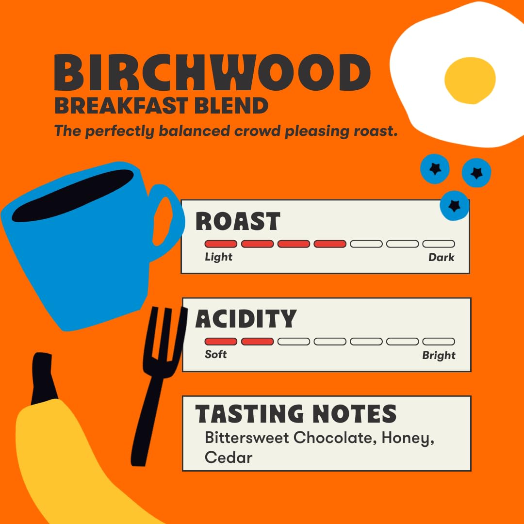 Peace Coffee Birchwood Breakfast Blend Ground Medium Roast Coffee, 12 oz, Pack of 3, Organic Fair Trade, Smooth, Mild Flavor, Shade Grown, Fresh