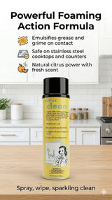 Fred's Citrus Clean Natural Orange Degreaser Spray - Heavy Duty Kitchen Cleaner for Stoves, Grills, Stainless Steel & Multi-Surface - Foaming Formula