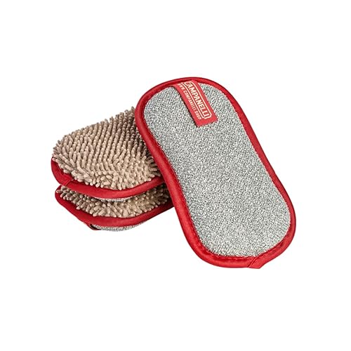 CAMPANELLI Premium Dual-Sided Dish Sponge | Chenille Microfiber & DiamondFiber Scrubber, Washable Reusable Sponges for Dishes Pots & Pans, Ergonomic