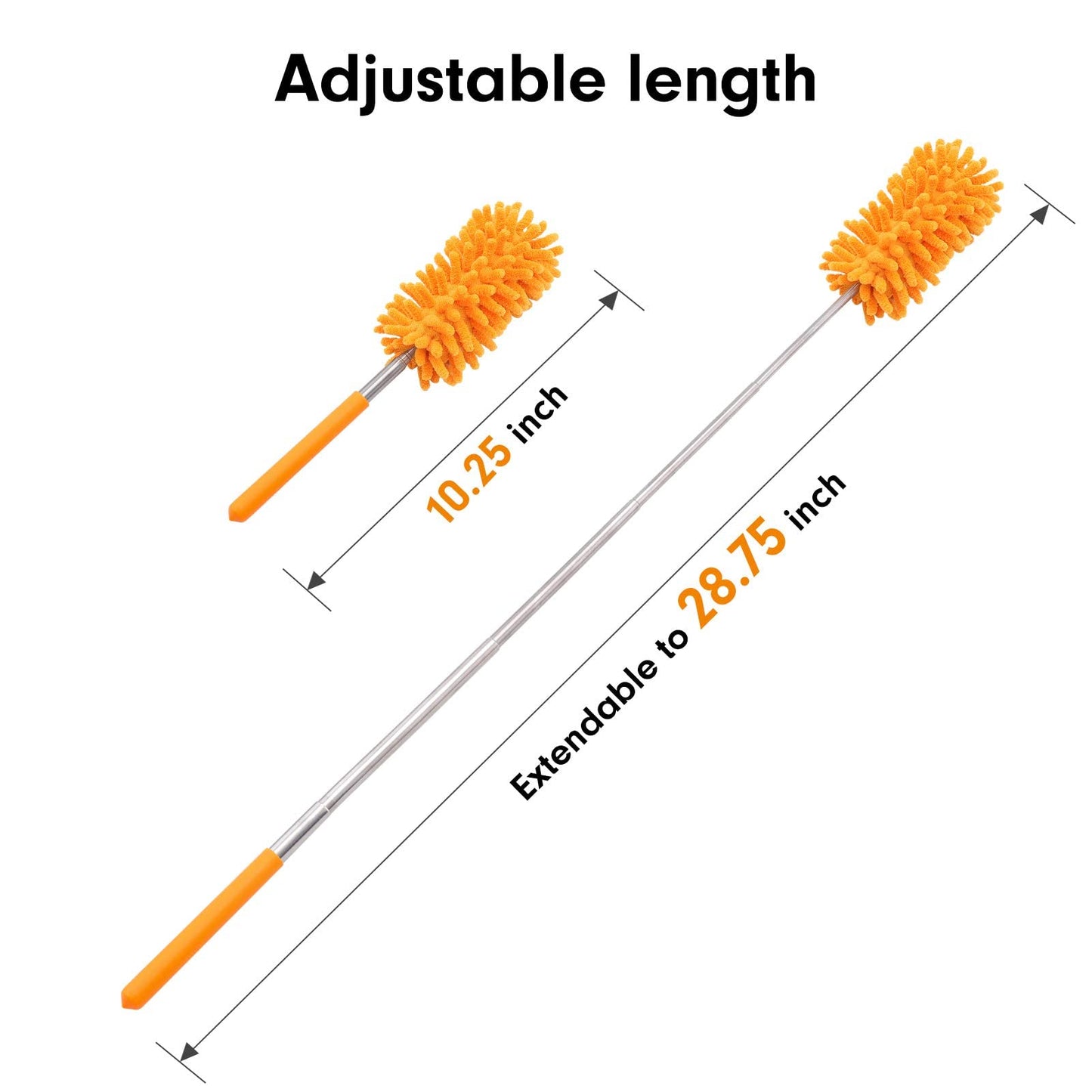 Microfiber Duster for Cleaning, Tukuos Hand Washable Dusters with 2pcs Replaceable Microfiber Head, Extendable Pole, Detachable Cleaning Supplies