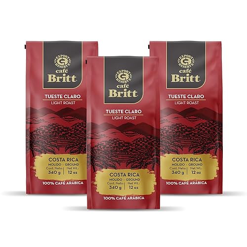 Café Britt® - Costa Rican Light Roast Coffee (12 oz.) (3-Pack) - Ground, Arabica Coffee, Kosher, Gluten Free, 100% Gourmet & Light Roast