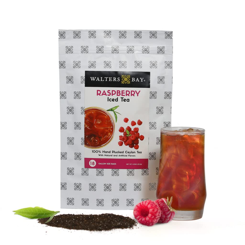 Walters Bay Raspberry Iced Tea, 18 Count, Gallon Sized Tea Bags, Wholesale Ceylon Tea, Unsweetened, Raspberry Flavored, 100% Hand Plucked, Black Tea