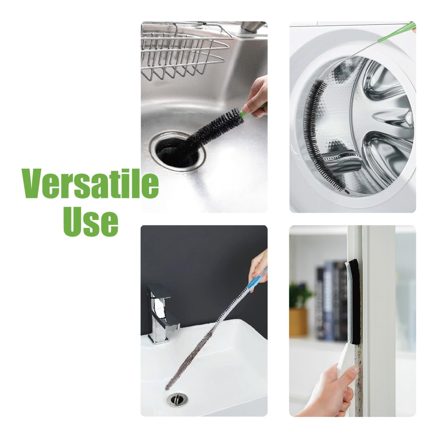 4pcs Flexible Cleaning Brush Set for Dryer Vents, Fridge Coils, HVAC Systems & Tight Spaces - Multi-Use Lint and Dust Remover with Crevice Brush