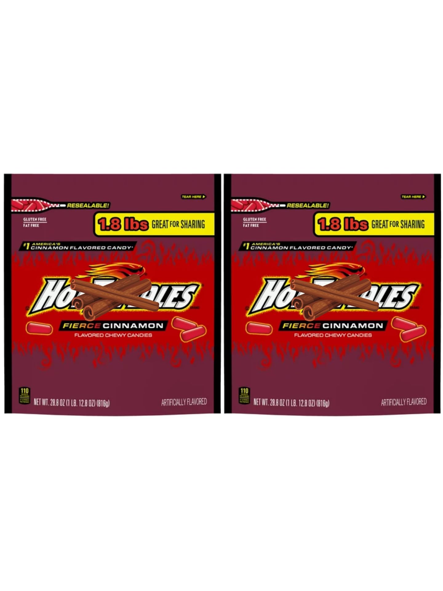 LiteZout Hot Cinnamon Chewy Candy Bulk Bundle, 1.8LBS per bag! (2 pack), by