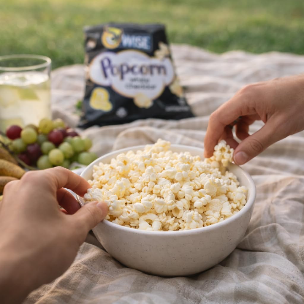 Wise Snacks White Cheddar Popcorn, 0.625 Ounce, Air Popped Individual Snack Size Bags Healthy Popcorn Snacks, School and Halloween Snacks for Kids