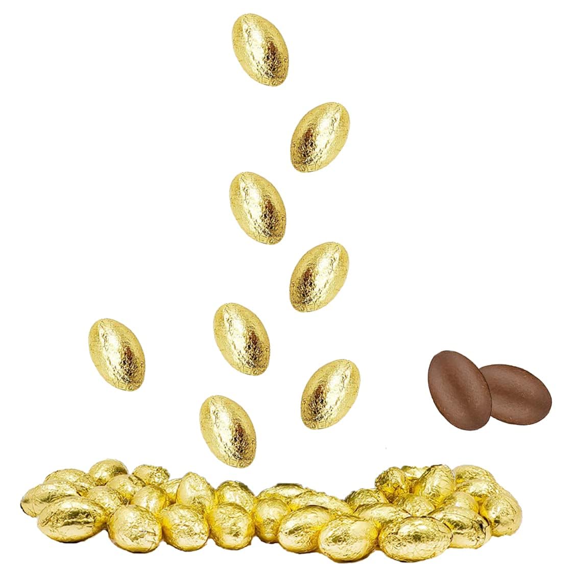 10 Pounds Easter Belgian Milk Chocolate Golden Eggs - Gold Foil Wrapped Chocolate Eggs for Easter Baskets and Hunts - Kosher Certified Dairy - Approx