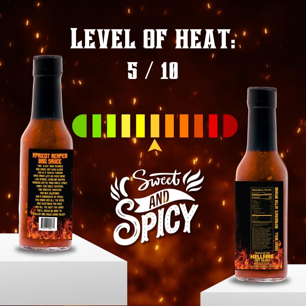 Hellfire Hot Sauce Not Your Mama’s BBQ Sauce Apricot Reaper - Multi Award Winning Gourmet BBQ Hot Sauce! A tomato based BBQ sauce created with fire