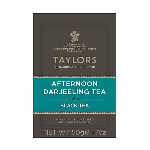 Taylors of Harrogate Afternoon Darjeeling, Black Tea, Individually Wrapped Bags 20 Count (Pack of 1), Delicate, Sweet & Floral, Caffeinated, Enjoy Hot