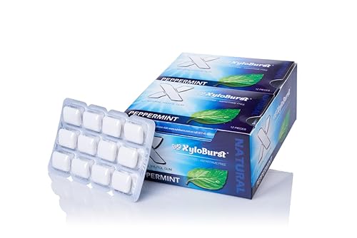 XyloBurst Gum | Xylitol Chewing Gum | Sugar Free, Gluten Free, Keto Friendly | Aspartame Free Gum For Oral Health | Peppermint | 12 Pieces, Pack of 12