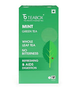 Teabox Premium Darjeeling Green Tea With Natural Peppermint Leaves |100% Whole Leaf & 0% Bitterness | Green Tea From The Himalayas | 25 Tea Bags (Low