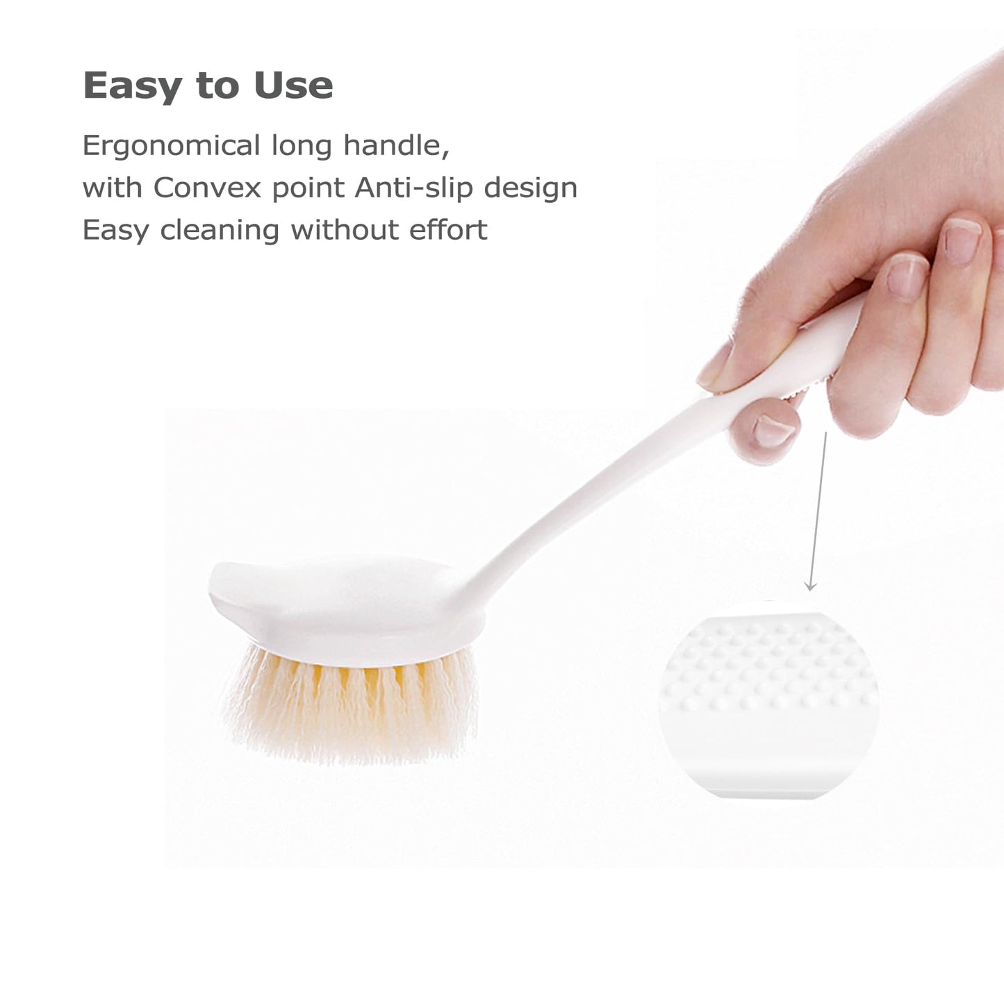Facjoleco Dish Brush with Handle, Pot Brush, 2 Pack Kitchen Scrub Brushes for Cleaning, Dish Scrubber with Soft Bristles for Sink, Pots, Pans