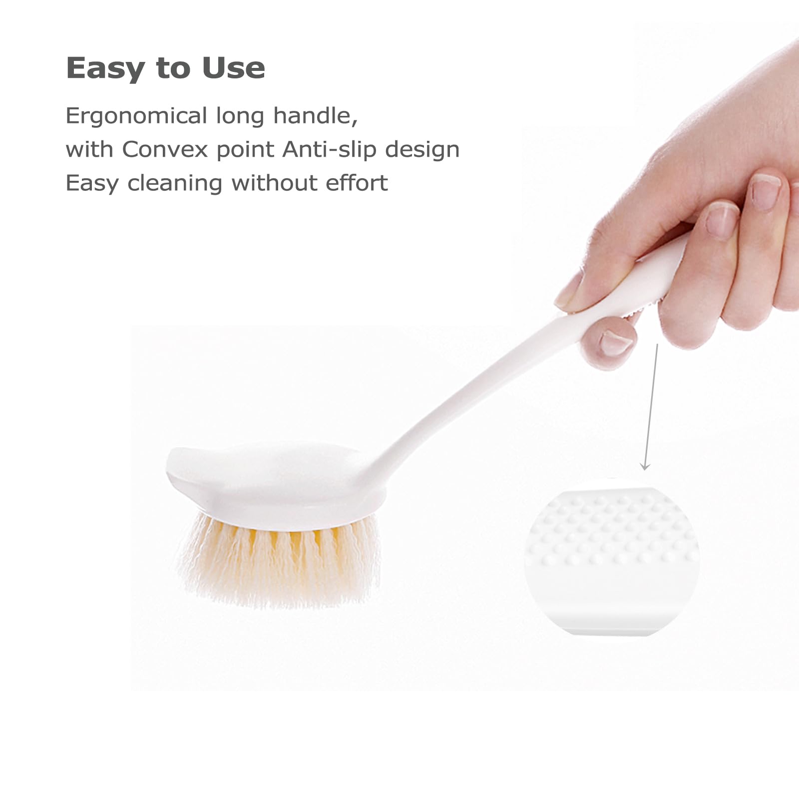 Facjoleco Dish Brush with Handle, Pot Brush, 2 Pack Kitchen Scrub Brushes for Cleaning, Dish Scrubber with Soft Bristles for Sink, Pots, Pans