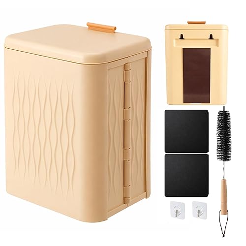 Giznity Magnetic Lint Bin for Laundry Room, Extra Large Foldable Lint Trash Can with Lid and Dryer Lint Brush, Wall Mounted Laundry Room Organization