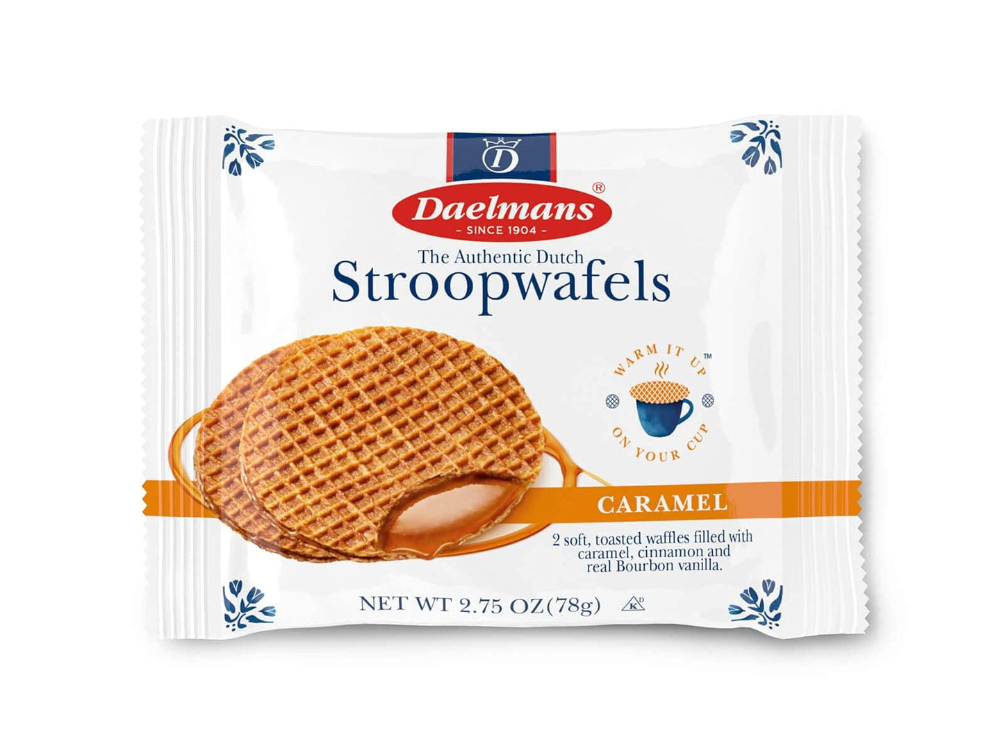 Daelmans Caramel Stroopwafels - Individually Wrapped Waffle Cookies, Sweet Snack for Coffee & Tea, Jumbo Size, Authentic Soft Toasted Dutch Waffles