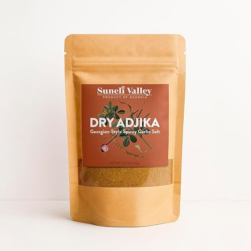 Suneli Valley Dry Adjika Powder | Spicy Georgian Garlic Rub | For Roasting, Grilling, and Seasoning 3.5oz(100g)