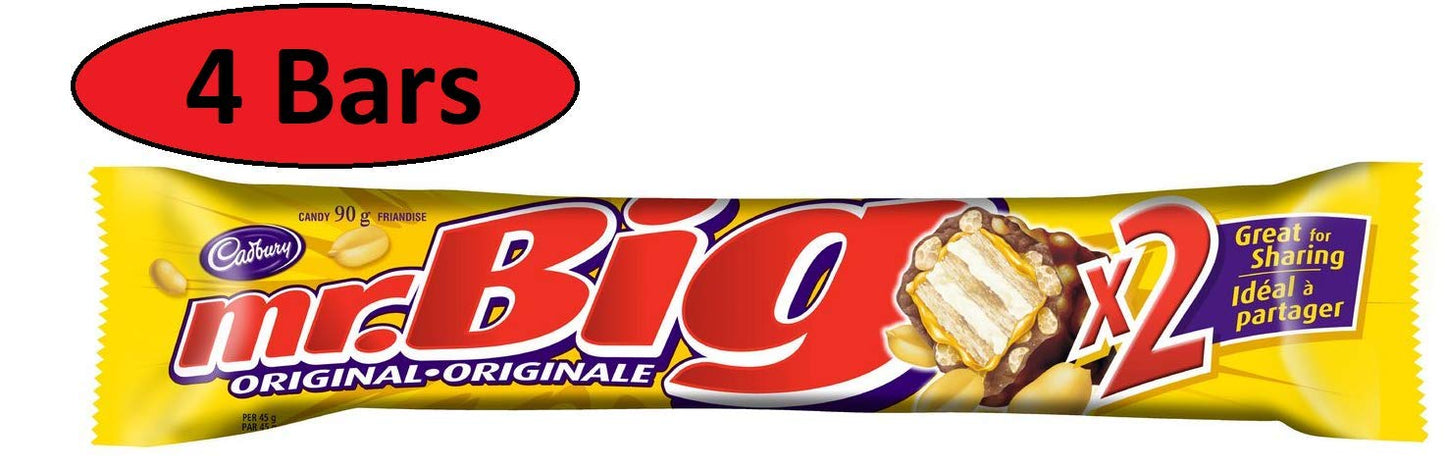 Mr. Big x2 Chocolate Bars 90g Each BAR The Great Taste of Canada Chocolate bar (4 Packs)