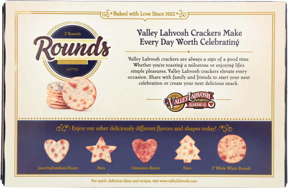 Valley Lahvosh Rounds Crackerbread, Original, 2-Inch Round, 4.5-Ounce Boxes (Pack of 12)
