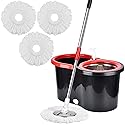 Mop and Bucket with Wringer Set Forart 360° Microfiber Spin Mop with Bucket and Three Mop Heads Self Wringing Spinning Mop Telescoping Handle Floor
