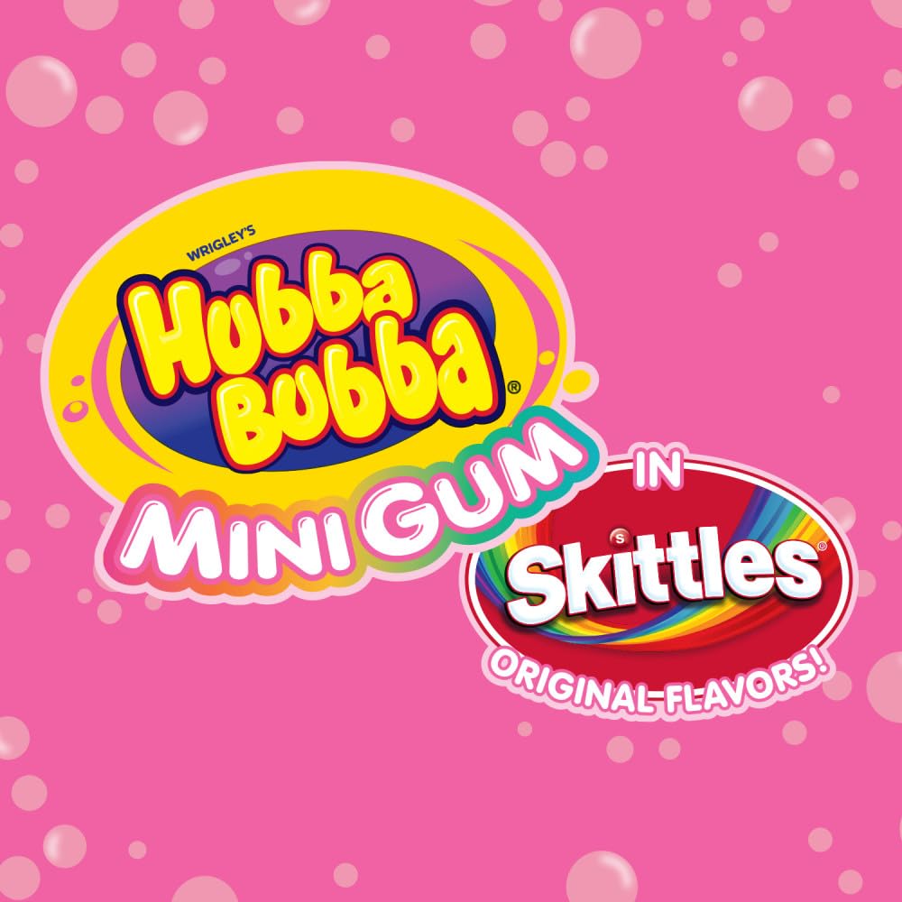 HUBBA BUBBA Minis SKITTLES Flavored Sugar-Free Bubble Gum Packs, Bulk Gum 6-Pack (240 Pieces)
