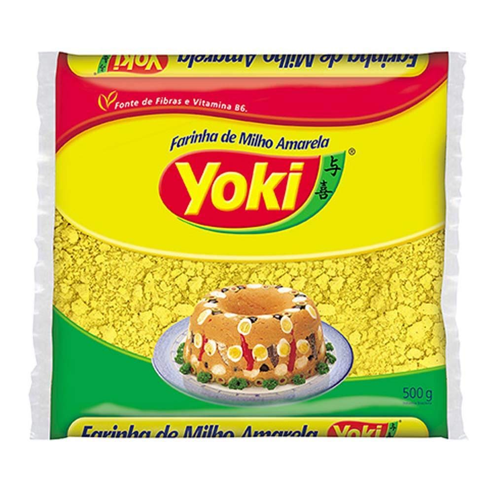 Yoki - Yellow Corn Flour - Harina de Maiz Amarillo - 17.64 Oz (PACK OF 2) | Farinha de Milho Amarela - 500g